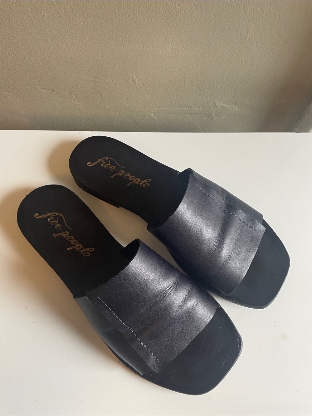 Free People Verona Black Leather Slide Mules 7